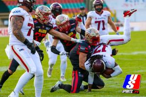 Berlin Thunder vs Rhein Fire, American Football, Deutschland, Saison 2024 , 23.06.2024, Foto: Thomas Sobotzki